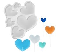 UR URLIFEHALL 5 stampi in silicone a forma di cuore per lecca-lecca, stampi in silicone per uso alimentare, per gelatina, sapone, biscotti, regali alimentari fai da te