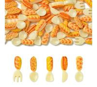 UR URLIFEHALL 50 pezzi 5 stili da tavola serie cabochon in resina 3D coltello, forchetta cucchiaio senza foro perline per scrapbooking arte artigianato creazione di gioielli