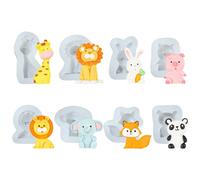 UR URLIFEHALL 8 stampi in silicone a forma di leone, elefante, coniglio, per decorazione torte, cioccolato, caramelle, cubetti di ghiaccio, biscotti