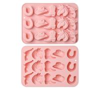 UR URLIFEHALL Set di 2 stampi in silicone a tema cowboy, cappello da cowboy, stivale, testa di cavallo per caramelle, biscotti, gelatina, cubetti di ghiaccio, decorazione per torta