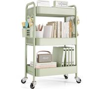 Urackify Carrello portaoggetti per varie applicazioni, carrello in metallo a 3 livelli con pannelli forati fai da te, cesti e ganci per riporre extra in cucina, bagno, ufficio, aula e altro ancora,