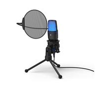 uRage Microfono Stream 410 HD per streaming, gaming, podcast, registrazione musicale, con protezione pop e treppiede, USB, colore: nero