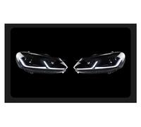 URAGER Faro Fanale Proiettore 2 PCS Per VW Per Golf 6 MK6 Per Jetta R20 Nero Samurai Stile Testa Lampade HA CONDOTTO Il Faro LED Doppio Proiettore Lifting Luci Auto Parti Fari Anteriori(Sliver line)