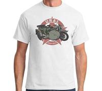 Ural Motorcycles Ranger Pustinja Modern Sidecar Biker T-Shirt Men Round Neck Clothing White L