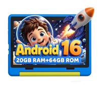 URAO Tablet per bambini, tablet Android 16 per bambini da 10 pollici con custodia, 20 GB RAM 64 GB ROM 1 TB scheda TF espandibile per bambini piccoli, controllo parentale, doppia fotocamera, WiFi