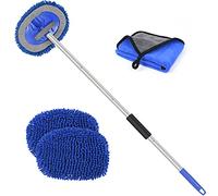 URAQT 160 cm Spazzola di Pulizia per Lavaggio Auto con Manico Lungo, 3 in 1 Spazzola Lavaggio Auto in Microfibra, Versatile Spazzola Auto, Senza Graffi Pulisci Professionale Cura (2 x Teste per Mocio)