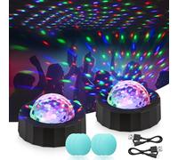 URAQT 2 Pezzi Luci Discoteca LED, 3 RGB Colori Effetti Luce Musica Attivata Palla da Discoteca, Luci Disco LED, Luci Discoteca Stroboscopiche USB Ricaricabile per Casa, Auto, Sbarra, Festa