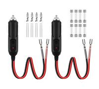URAQT 2 Pezzi Spina Accendisigari, 17cm 12V 24V Cavo Auto Accendisigari con Luci a LED, Fusibili da 10 A e 15 A, per Automobili, Camion, Telecamere per Autobus