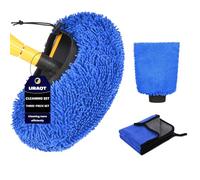 URAQT 4 Pezzi Kit di pulizia auto con 2 Pcs Panno Asciugatura di Pulizia in Microfibra Superfine e 1 Pcs Guanto Lavaggio, Panno Asciugatura Pulizias Auto,Super Assorbenti, per Cura Auto Moto,Blu scuro