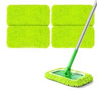 URAQT 4 Pezzi Panni Riutilizzabili per Swiffer Sweeper Mop, Cuscinetti in microfibra, Panni Cuscinetti per Mocio in Microfibra di Ricambio,Straccio Lavapavimenti per Pavimenti Asciutti/Bagnati, verde
