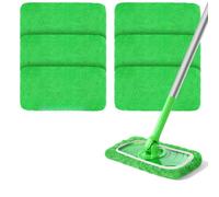 URAQT 4 Pezzi Panni Riutilizzabili per Swiffer Sweeper Mop, Cuscinetti in microfibra, Panni Cuscinetti per Mocio in Microfibra di Ricambio,Straccio Lavapavimenti per Pavimenti Asciutti/Bagnati, verde