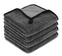 URAQT 4 Pezzi Panno Microfibra Per Pulizia Auto, 40 * 40cm 600GSM Professionale Super Assorbenti Morbidi Panno Asciugatura, per Doccia, per Rimuovere l'acqua in Auto, Vetri e Bagno