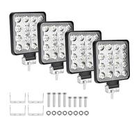 URAQT 4pcs Faro da Lavoro LED, 4 Pollici 48W Fari LED 12V 24V Luci di Lavoro LED Fuoristrada, Faro LED Quadrato Impermeabile Spot Faretti Fendinebbia, per Camion Pick-Up Jeep SUV ATV UTV Trattore
