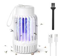 URAQT Antizanzare Elettrico, 2 in 1 Elettrica Anti-Zanzara Usb Ricaricabile, Lampada Anti Zanzara con Luce UV, Lampada Zanzare Esterno InternoLuce Led, per Cucina, Camera Letto, Ufficio(Bianco)