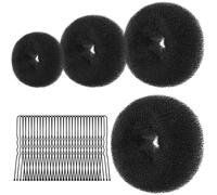 URAQT Ciambelle per Chignon, 4 Pz Chignon Facile per Capelli e 30 Clip a Forma di U, Chignon a Ciambella per Bambine e Donne, Magic Hair Bun Maker per Acconciature Chignon, 6+8+10+12cm (Nero)
