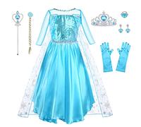 URAQT Costume da Principessa, Costume Principesse Bambina con Accessori, Bambina Abito da Principessa per Festa Cosplay Halloween Compleanno Carnevale Natale(110CM)