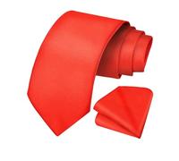 URAQT Cravatta Uomo Tinta Unita e Fazzoletto, 8CM Elegante Classico Cravatta Set, 23 * 23CM Pochette, per il Matrimonio Festa - Rosso