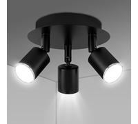 URAQT Faretti da Soffitto Orientabili, Faretti LED da Soffitto con 3 Attacco GU10, Lampadario Faretti LED Soffittos, Moderna Faretto da Parete Interno per Barra, Cameretta,Cucina,Senza Lampadina, nero