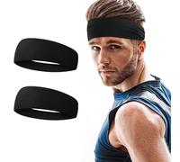 URAQT Fasce per Capelli, 2 Pezzi Fascia Elastica per Capelli Nera Headband Unisex, Sport Fascia per Capelli Fascia Sportiva Antiscivolo per Sport, Yoga, Pulizia del Viso, Fitness, Ciclismo