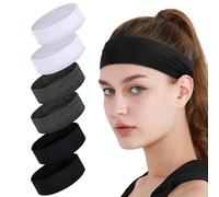URAQT Fasce per Capelli, 6 Pezzi Fascia Elastica per Capelli Headband Unisex Elastici per la Testa, Sport Fascia per Capelli Fascia Sportiva Antiscivolo per Sport, Yoga, Fitness, Ciclismo