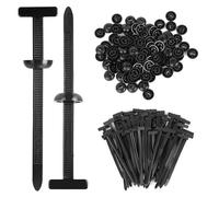 URAQT Fascette Plastica Universali, 100 pezzi Nylon Universal Cable Tie Buckle, Fascette plastica nere con design a perno e bottone, Fibbie Universalis in Nylon per Cavi per fissaggio auto, Parafanghi