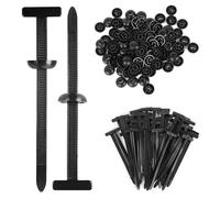 URAQT Fascette Plastica Universali, 50 pezzi Nylon Universal Cable Tie Buckle, Fascette plastica nere con design a perno e bottone, Fibbie Universalis in Nylon per Cavi per fissaggio auto, Parafanghi