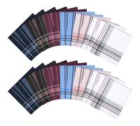 URAQT Fazzoletti Uomo, 24 Pezzi, Scozzese, 35*35cm, Regalo, Cotone Poliestere