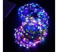 URAQT LED Fascia Fiori, 12 Pezzi Fascia per Capelli Luminosa con 10 Fiori a LED, Coroncine Fiori, Cerchietto per Capelli LED per Donne Ragazze, Matrimoni Feste di Natale Fest