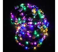 URAQT LED Fascia Fiori, 6 Pezzi Corona di fiori a LED, Fascia Per Capelli Luminosa per Matrimoni Feste di Natale Fest Compleanni Ragazze Donne Bambini