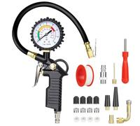 URAQT Manometro Digitale Pressione, 220 PSI Alta Precisione Manometro Pressiones Gomme Pneumatici,Misuratore di Pressiones per Pneumatici,Pneumaticis LCD Pistola Gonfiaggio con 3 Ugelli Gas in Metallo