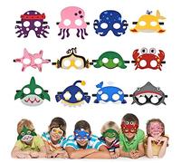 URAQT Maschere Bambini Feste, Mascherine Feltro Maschere Cosplay per Bambini Adulti, Maschere per Feste di Cosplay pe Halloween, Carnevale (oceano-12pcs)