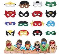 URAQT Maschere di Supereroi, 16 Pezzi BambiniFeltro Mascherine, Maschere Supereroi Per Bambini per Bambini Adulti Mascherata per Feste