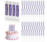 URAQT Metallico Candeline, 24 Pz Torta Compleanno Ondulate Sottile Candele con Supporti, Candele Compleanno Candeline Torta Decorazioni per Feste, Accessori per Feste(Blu scuro)