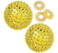 URAQT Palline Massaggio, 2 Palle Palla da Massaggio Magnetica, con 3 Anelli Massaggianti per le Dita, 4.7cm Palla da massaggio magnetica per Deep Tissue Massaggio, Esercizio, Yoga(Dorato)