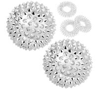 URAQT Palline Massaggio, 2 Palle Palla da Massaggio Magnetica, con 3 Anelli Massaggianti per le Dita, 4.7cm Palla da massaggio magnetica per Deep Tissue Massaggio, Esercizio, Yoga(Argento)