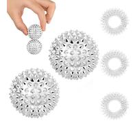 URAQT Palline Massaggio, 2 Palle Palla da Massaggio Magnetica, con 3 Anelli Massaggianti per le Dita, Palla da Massaggio Appuntita per Deep Tissue Massaggio, Esercizio, Yoga, Rilassamento(Oro)