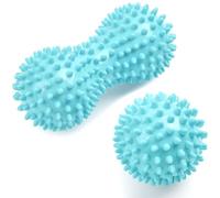 URAQT Palline Massaggio, 2 Pezzi Palle per Massaggio Fitness Palline a Riccio, Set di Palline da Massaggio per Alleviare lo Stress, Massage Balls per Automassaggio, Recupero Muscolare(Azzurro chiaro)