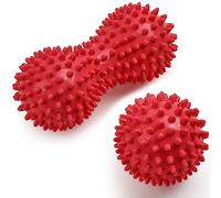 URAQT Palline Massaggio, 2 Pz Palla Massaggio Piedi Palline a Riccio Palline per Massaggio di Fisioterapia, Doppia Palla Massaggio Palla per Massaggi Fascia per Deep Tissue Massaggio(Rosso)