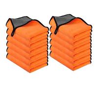 URAQT Panni Auto Microfibra, 12 Pezzi 400 GSM Panno in Microfibra Superfine, 60cm * 40cm Panno Asciugatura Auto Microfibras per Cura Autos Moto Casa Parabrezza e Finestrini dell'Autos (Arancio grigio)