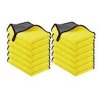 URAQT Panni Auto Microfibra, 12 Pezzi 500 GSM Panno in Microfibra Superfine, 30cm * 40cm Panno Asciugatura Auto Microfibras per Cura Autos Moto Casa Parabrezza e Finestrini dell'Auto (Giallo grigio)