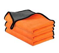 URAQT Panni Microfibra 3 Pezzi 400 GSM, 60cm * 40cm Panno Asciugatura per Auto, Moto, Casa, Parabrezza e Finestrini (Arancio Grigio)