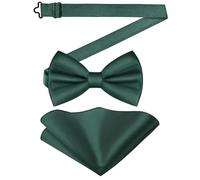 URAQT Papillon Uomo e Fazzoletto, 23 * 23CM, Gia Annodato e Regolabile per Festa di Nozze, Smoking Camicia Abito Coordinati, Verde