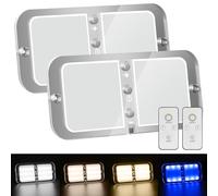 URAQT Plafoniera LED 12V Camper, 800LM Auto ha Portato L'illuminazione Interna, 72 LED Plafoniera Camper, 4 Temperature di Colore Regolabili, per Roulotte RV Camion Van Barca Rimorchio (2 Pack)