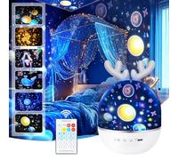 URAQT Proiettore Stelle Soffitto Bambini, Luci Notte per Bambini, 360°Rotazione Musicale Luce Notturna Bambini Proiettore, 6 Films Proiettore Soffitto,8 musica,con Telecomando e timer, Regalo Neonato