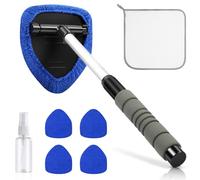 URAQT Pulitore Parabrezza Auto, 8 Pezzi Spazzola Pulizia Vetri Auto, 1 Spazzola Parabrezza Autos e 5 Cuscinetti in Microfibra, 1 Flaconi Spray, 1 Panno, Kit Pulizia Auto per SUV, Camper,Camion(Blu)