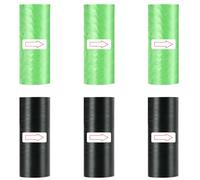 URAQT Sacchetti per la spazzatura, 90 pezzi, 6 rotoli, piccoli, per auto, casa, cibo, cucina, nero, verde