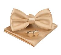 URAQT Set di Papillon, 3 Pezzi Set da Papillon Uomo con Fazzoletto da Taschino e Gemelli, Papillon Regolabile Set Fazzoletto e Gemelli per Feste di Matrimonio, Idea Regalo per Uomo(Champagne)