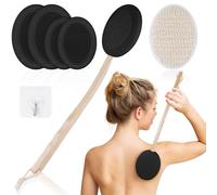 URAQT Spalma Crema Schiena, 7 Pz Applicatore Crema Schiena Applicatore di Lozione, 2 In 1 Spazzola per la Crema per la Schiena per Applicazione e Doccia, in Legno(Nero)
