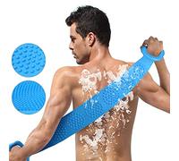 URAQT Spazzola Bagno Schiena, Spazzola da Bagno in Silicone, Scrubber Posteriore per Doccia Spazzol per Il Corpo in Silicone per Bagno Esfoliante 73cm. (Blue)