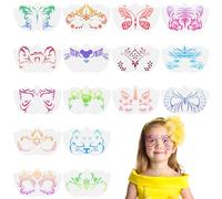 URAQT Stencil per Tatuaggi, 16 Pezzi Stencil di Pittura del Viso, Temporanei, Modello Riutilizzabile per Il Trucco per Bambini e Adulti, Natale, Party, Forma della Corona - C